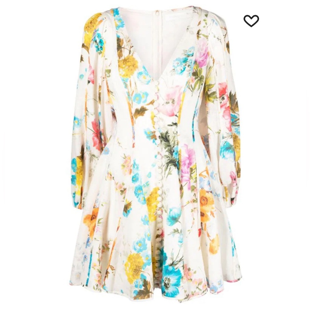 Zimmermann halcyon floral print mini dress. SEE PHOTO of small tear along seam